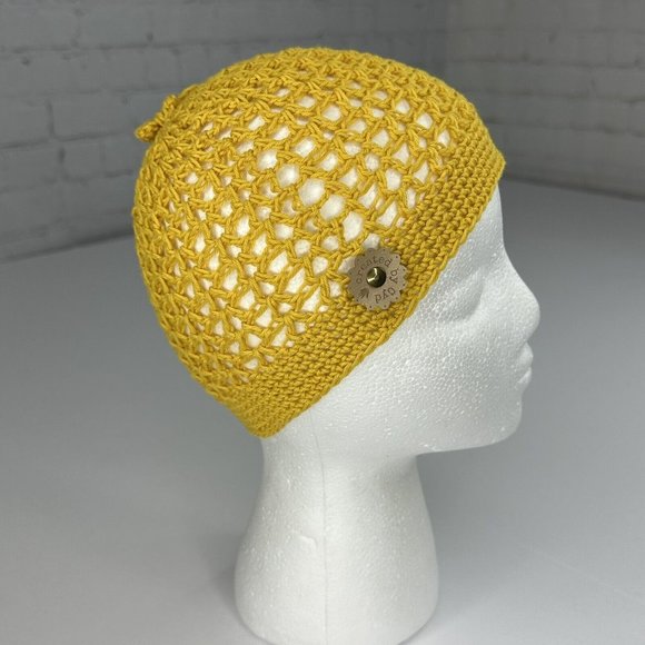 Handmade New Clem Hobbii Rainbow Turkish‎ Cotton Yellow Knit Beanie- Adult S/M - Picture 1 of 10